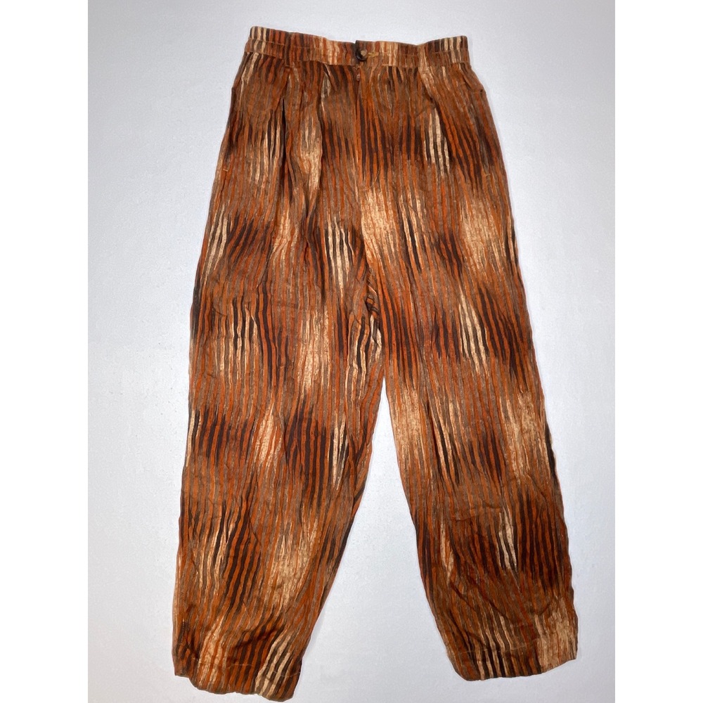 Urban Outfitters Women Pants Relaxed Ikat Stripe Boho Pleated Medium Brown